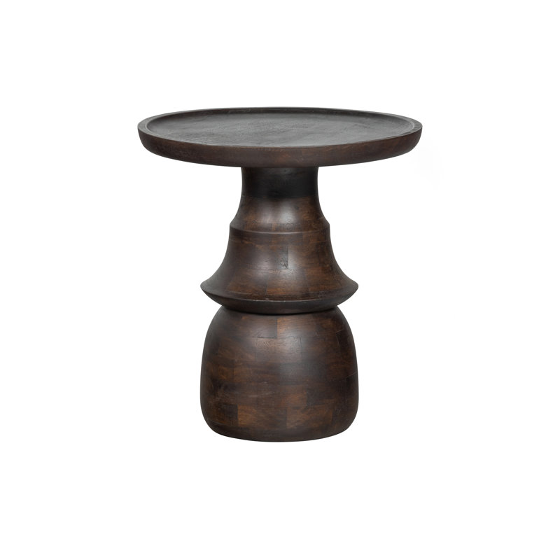 Solid Wood Tray Top Pedestal End Table