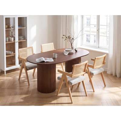 Rubberwood Dining Table with Wood Base