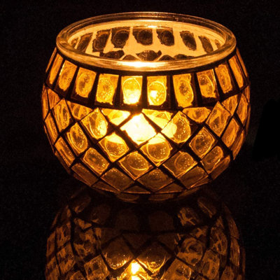 Glass Tabletop Tealight Holder with Candle Included