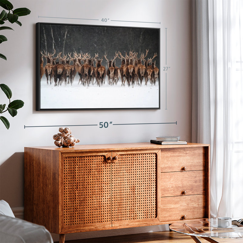 Impression sur toile, "Deer Escape", H 27 po x l 40 po