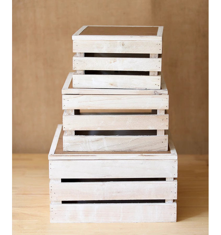 Rustic Wooden Storage Crate with Chalkboard Lid, 4.7" H x 7.8" W x 7.8" D