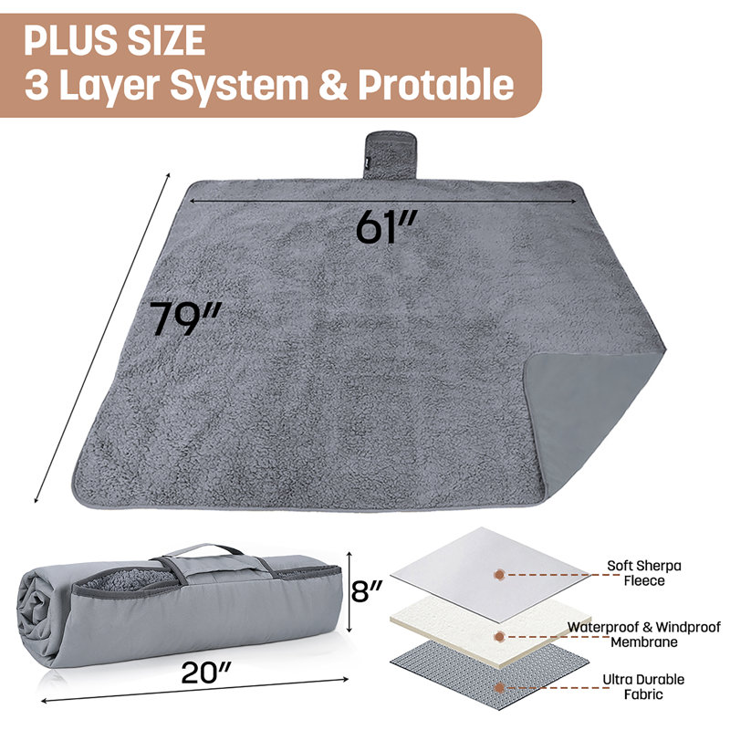 Couverture imperméable pour l'extérieur Tirrinia, L 59 po x L 79 po, Gris clair