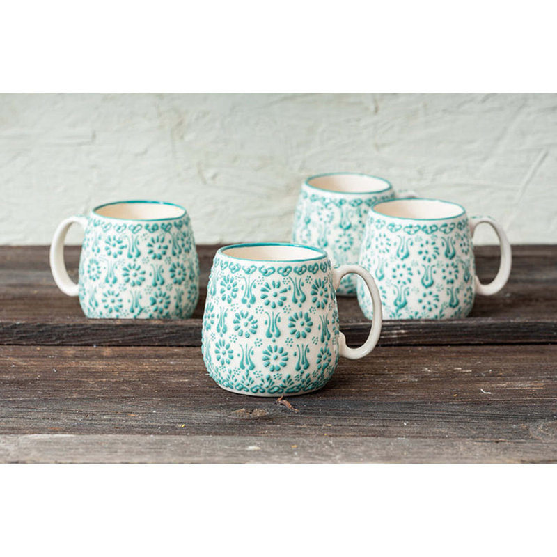Hand Painted Ceramic Ceramic Coffee Mug, White
