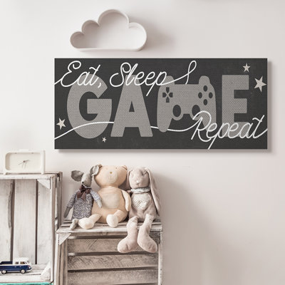 Eat Sleep, jeu répétitif, citation, étoiles et manette