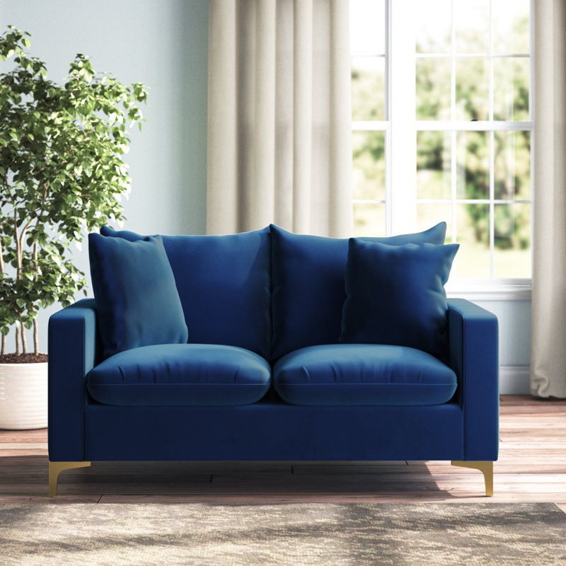 Shumpert 58'' Velvet Loveseat, Navy Velvet