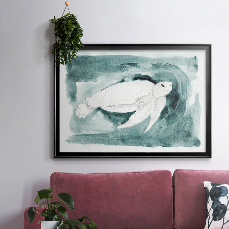 "Sea Turtle", reproduction d'art sur toile encadrée, H 14 po x l 20 po x P 1,5 po, Noir