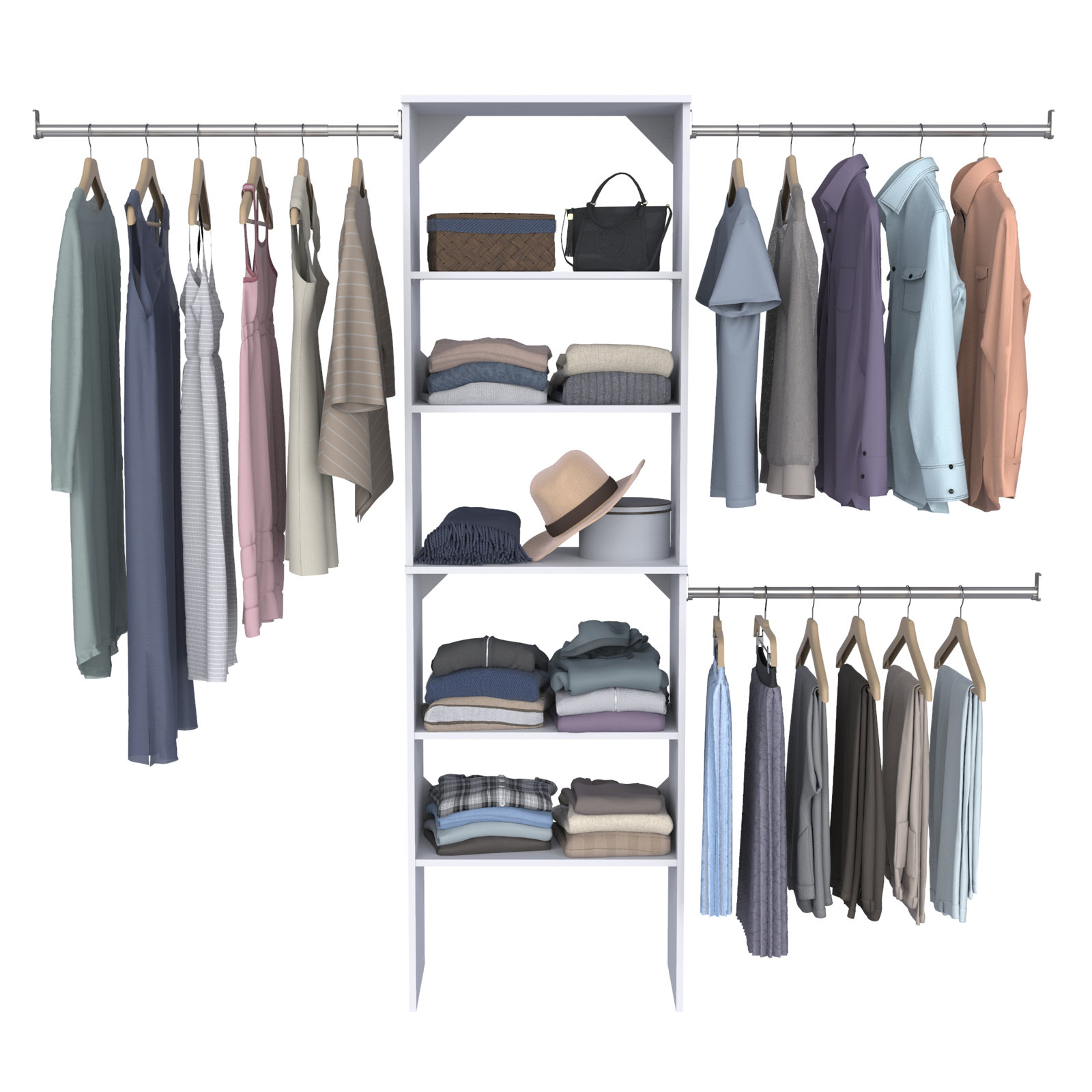 SuiteSymphony 60" W - 120" W Closet System Starter Kit, Pure White