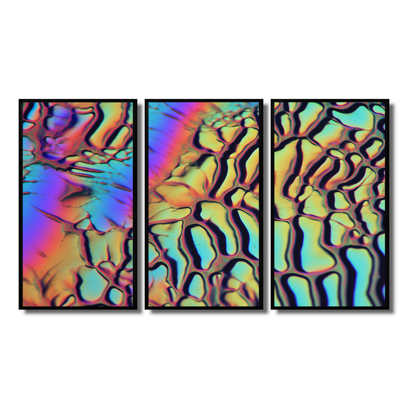 «Neon Texture Mars», ensemble d'art mural paysage abstrait, Cadre flottant noir, H 40 po x l 60 po x P 1 po