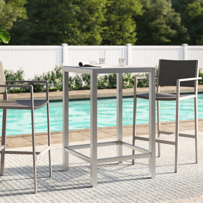 Caggiano Square Glass Outdoor Bar Table , 27 " W 27 " D
