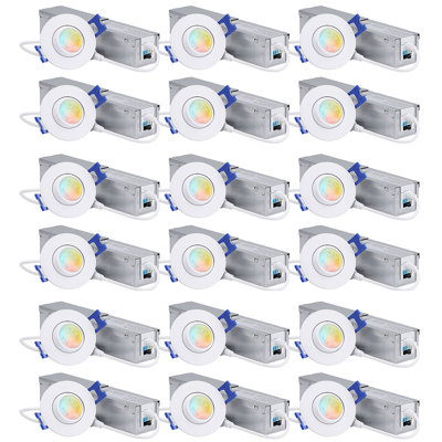 2" Ultra Slim Selectable CCT Remodel IC LED Canless Recessed Lighting Kit