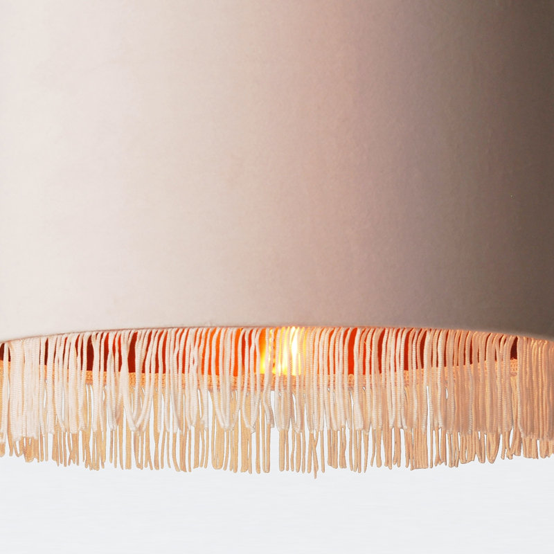 23cm H Velvet Drum Pendant Shade, Blush Pink