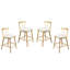 Tabouret de comptoir d'intérieur en bois rembourré, finition naturelle avec revêtement beige, style Windsor