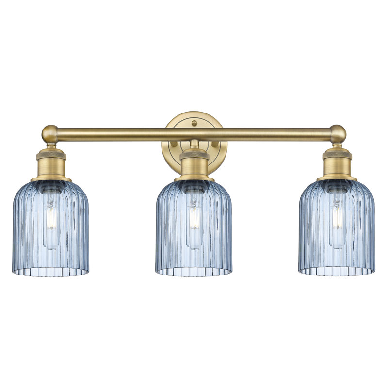 Edison Northgate 3 Light 23" Bath Vanity Light Shade, Brushed Brass, Blue