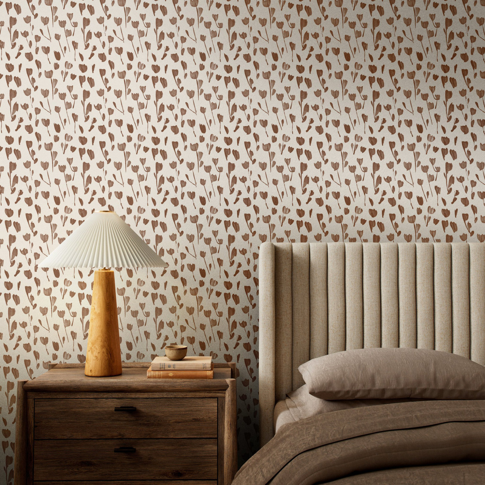 Ganon Wild Flowers I Wallpaper by Roseanne Kenny, Terracotta I