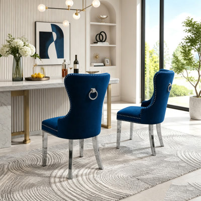 Ensemble de 2 chaises contemporaines en velours touffeté au design élégant