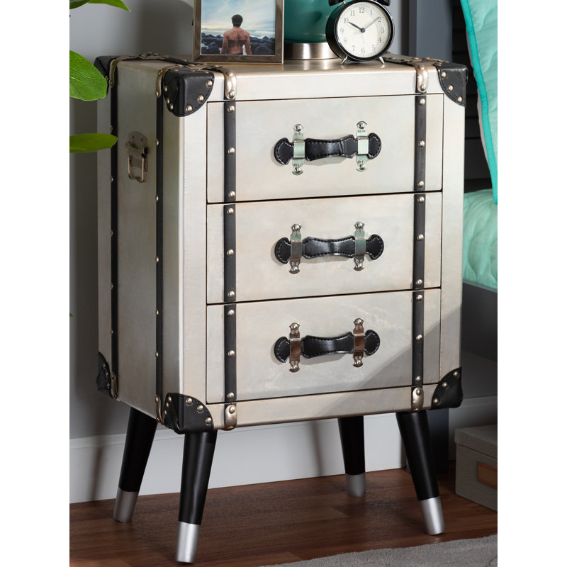 49.89cm W Metal Bedside Table