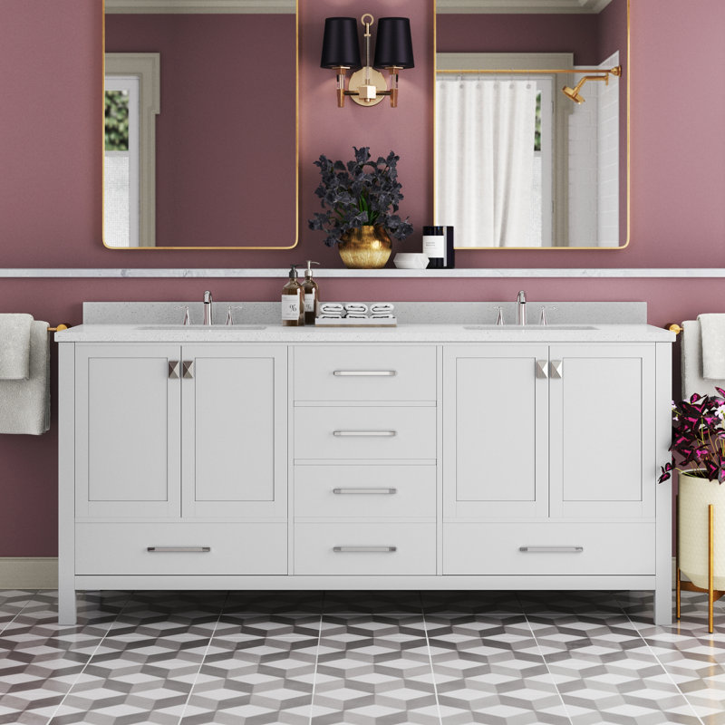 Ensemble de meuble-lavabo double 71 po Zaair, Blanc