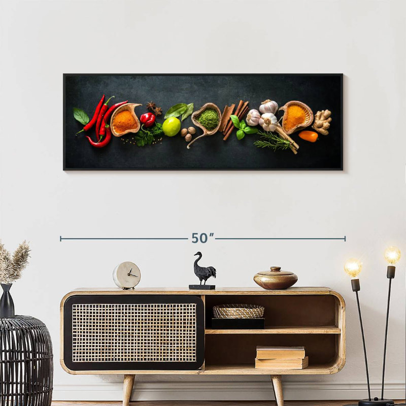 Épices pour cuisiner, Cadre flottant noir, 49 po x 17 po