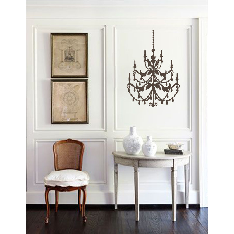 Décalcomanie murale lustre française, H 48 po x l 33 po x P 0,01 po, Brun