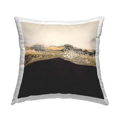 Black Gold Swirling Abstract Printed Throw Pillow Design By Ruth Fromstein