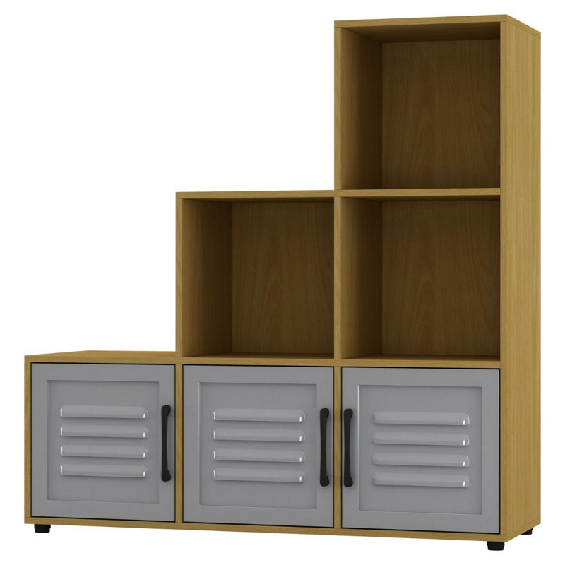 Beronica 90.5cm H x 89cm W Cube Bookcase, Beech/Grey