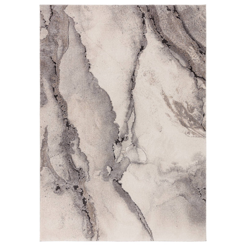Decara Oasis Abstract High-Low Grey Area Rug, Rectangle 120 x 170 cm