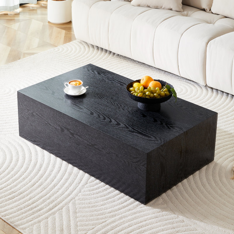Table basse 39,3 * 23,6 * 11,8 pouces en bois aggloméré noir à grain de bois - Design luxueux (table basse incluse seulement)