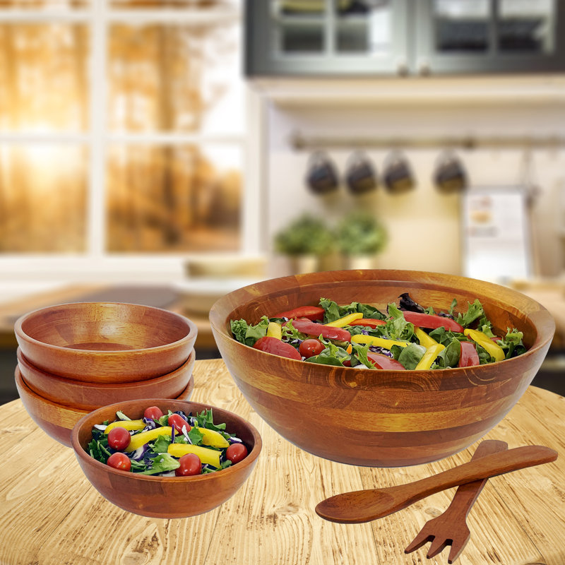 Darby Home Co Alyson Wood Salad Bowl, Large