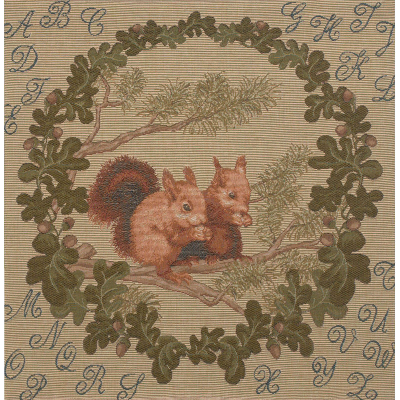 Squirrels Woven Cotton Euro Throw Pillow Cover