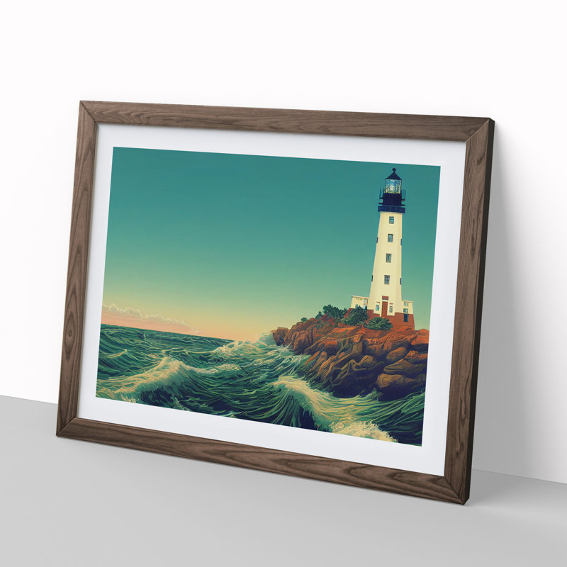 Lighthouse Seascape Vol.1 1 Piece Single Picture Frame Wall Art, 34cm H x 46cm W, Brown