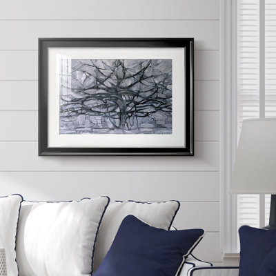 L'arbre gris - Piet Mondrian - reproduction encadrée avec passe-partout et verre - 1911