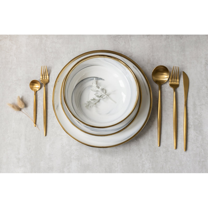 "The Luxury Collection" Marble Design Plate with Gold Trim - Small - 8"