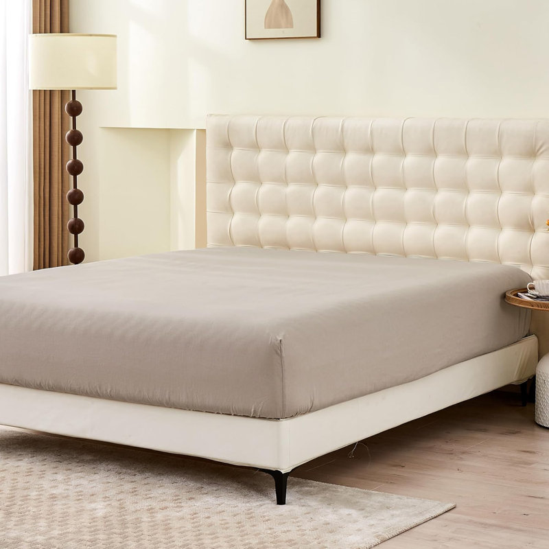 Ensemble de literie en lin belge, Kaki, California King Sheet Set with 2 Pillowcases