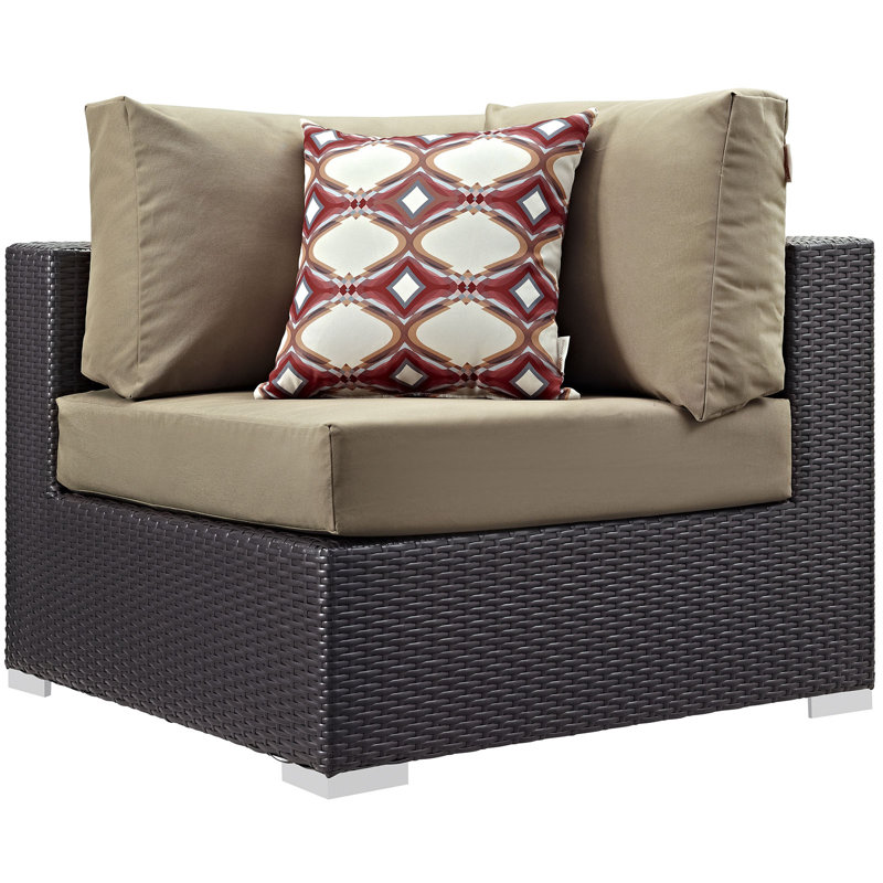 Espresso Mocha 5-Piece Outdoor Patio Sectional Set with Rattan Weave