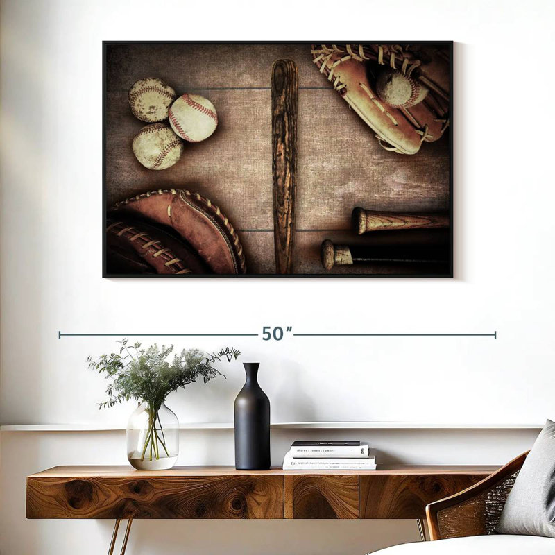 Thème du baseball, Cadre flottant noir, 40 po x 27 po