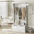 3-In-1 Entryway Hall Tree with Storage Bench, Coat Rack with Five Hooks and Shoe Storage, Distressed White