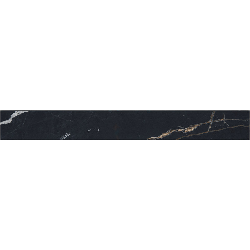 Garniture bullnose en porcelaine polie 3 "x 24" Daltile Perpetuo (vendue à la pièce), Infini noir