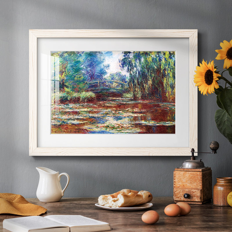 Water Lily Pond And Japanese Bridge, 1905 02, reproduction d'art encadrée, Blanc, H 22 po x l 32 po