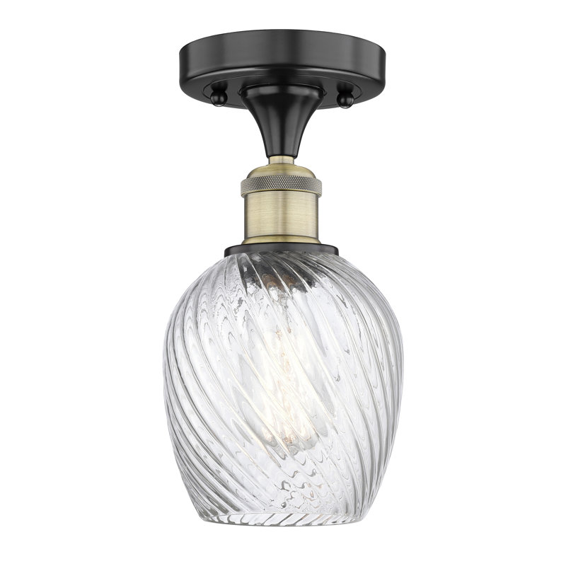 Plafonnier semi-encastré en verre Veniece, Laiton antique noir