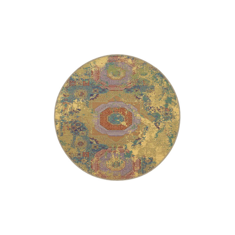 Tapis tissé à motif géométrique Star, Sous-tapis carré 3 pi 3 po inclus