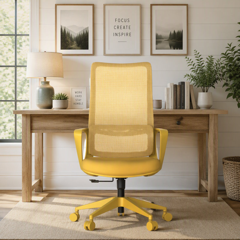Fauteuil de bureau ergonomique et coloré 350LBS Home Office Mesh, Yellow