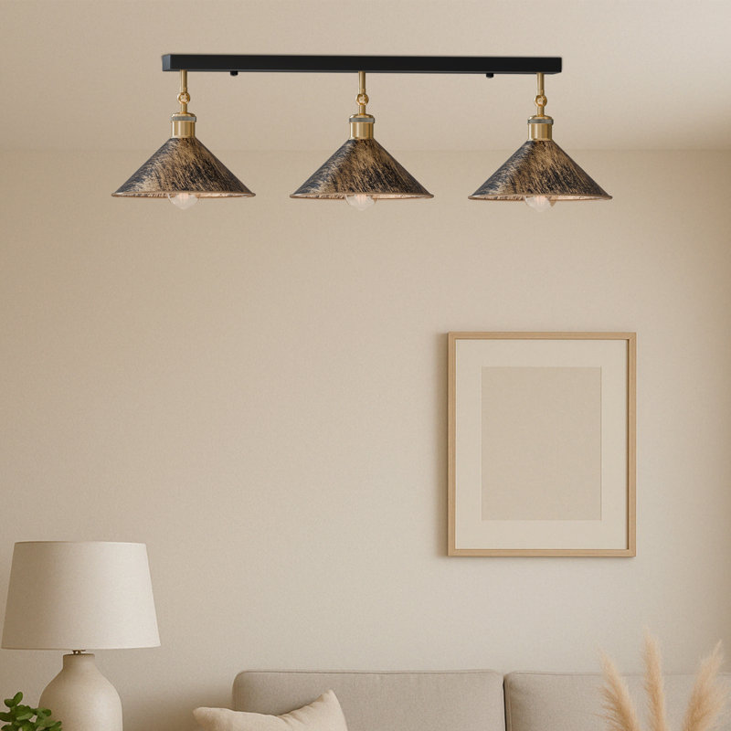 Plafonnier semi-encastré 3 lumières E26, Cone