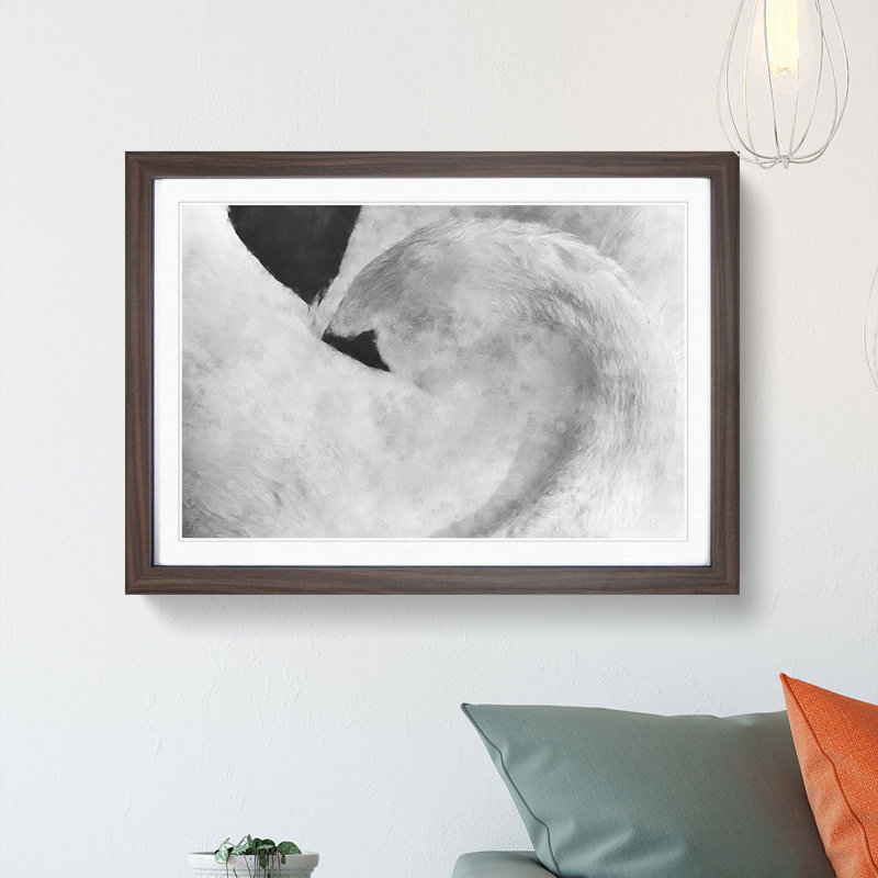 Feathers of a Swan - Picture Frame Graphic Art Print, 24cm H x 33cm W x 2cm D, Walnut Framed