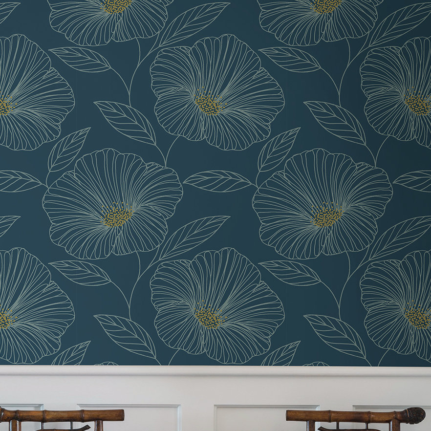 Mistral Mythic Floral Wallpaper Sample, Blue