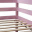 Lit mezzanine haut à structure en bois avec barrière de sécurité, bureau intégré et échelle-1886379299