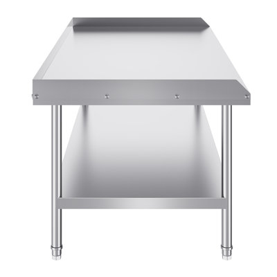 Stainless Steel Work Table, 30 x 60 x 26 Inch Commercial Food Prep Worktable, 3-Sided Backsplash Heavy-Duty Prep Worktable, Metal Work Table for Restaurant Home Hotel