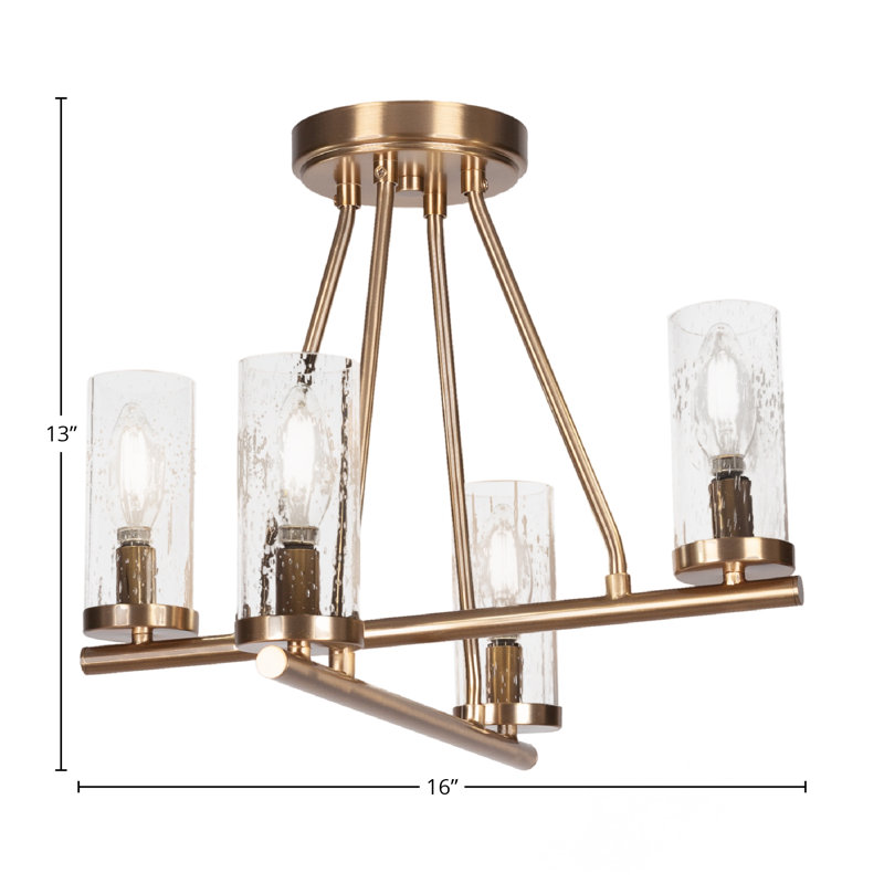 Trinity 4 Light Semi-Flush With 2.5” Glass, New Age Brass, Clear