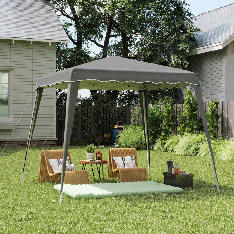 2.5 X 2.5m Pop Up Garden Tent, 210d Oxford Silver Coated Canopy, Powder Coated Steel Frame, Foldable With Portable Carrying Bag, Uv & Water Resistant Outdoor Patio Gazebo, Grey