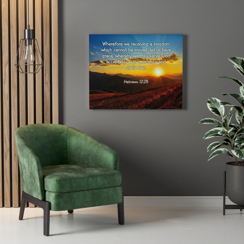 Kingdom Hebrews 12:28 KJV - Wrapped Canvas Print, 30cm H x 41cm W