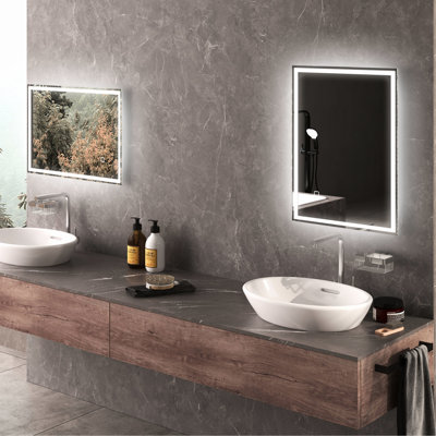 Led Lights Bathroom Mirror - Dimmable With 3 Colors & Memory Function, Touch Control, Adjustable Brightness Color, Tempered Glass, Wall Mounted, Waterproof, 31.5"x23.5"x1.5 Memory, Sensor, And